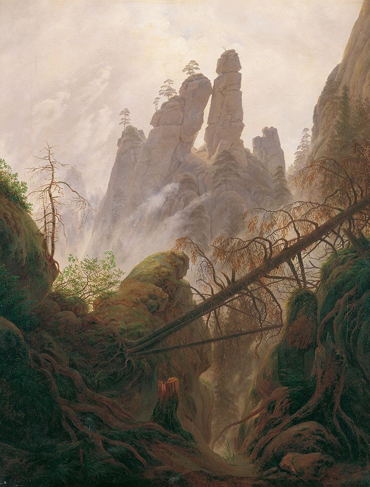 Rocky Landscape in the Elbe Sandstone Mountains 1822 art print by Caspar David Friedrich for $57.95 CAD