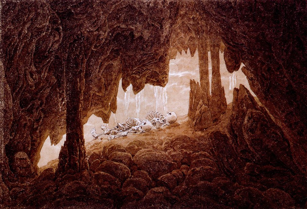 Skeletons in a Cave with Stalactites ca 1826 art print by Caspar David Friedrich for $57.95 CAD