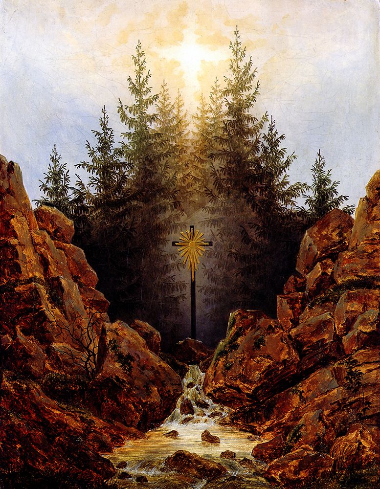 The Cross in the Forest ca 1820 art print by Caspar David Friedrich for $57.95 CAD