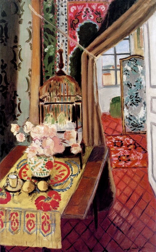 Interior, Flowers and Parakeets 1924 art print by Henri Matisse for $57.95 CAD