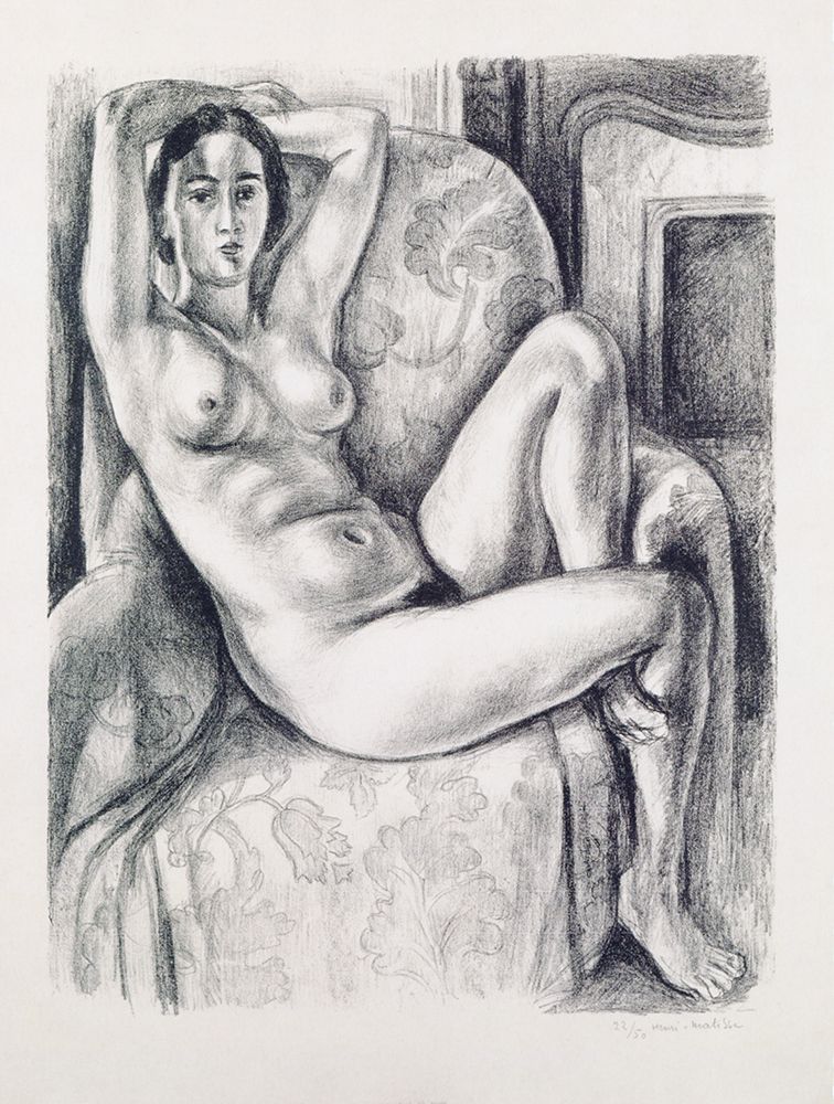 Nude with a Blue Cushion at a Fireplace 1925 art print by Henri Matisse for $57.95 CAD