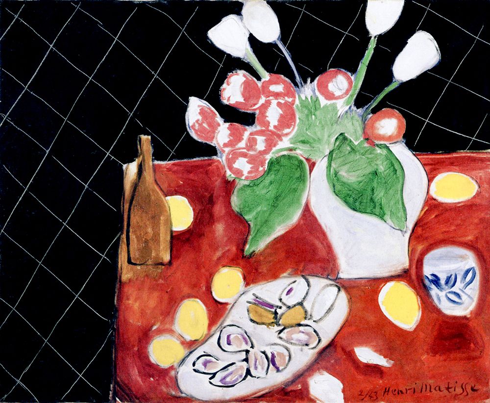 Tulips and Oysters on a Black Background 1943 art print by Henri Matisse for $57.95 CAD