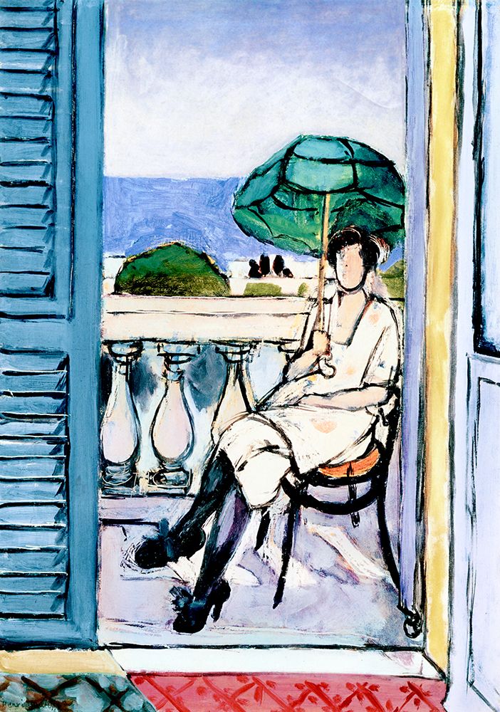 Woman with a Green Parasol on a Balcony 1919 art print by Henri Matisse for $57.95 CAD