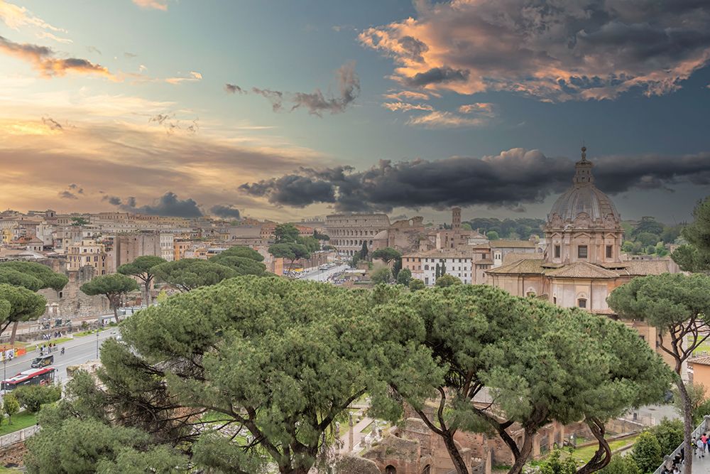 Italy, Rome a panoramic view of the Roman Forum and the Colosseum art print by Richard Silver for $57.95 CAD