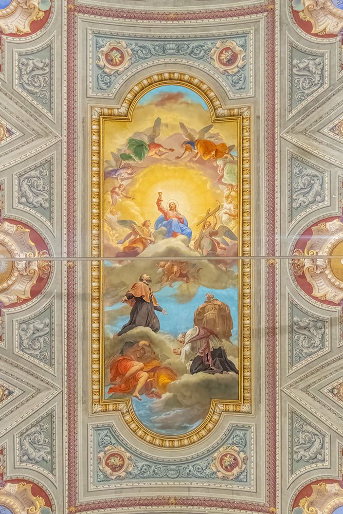 Italy, Rome fresco on the ceiling of the Oratory of San Francesco Saverio del Caravita art print by Richard Silver for $57.95 CAD