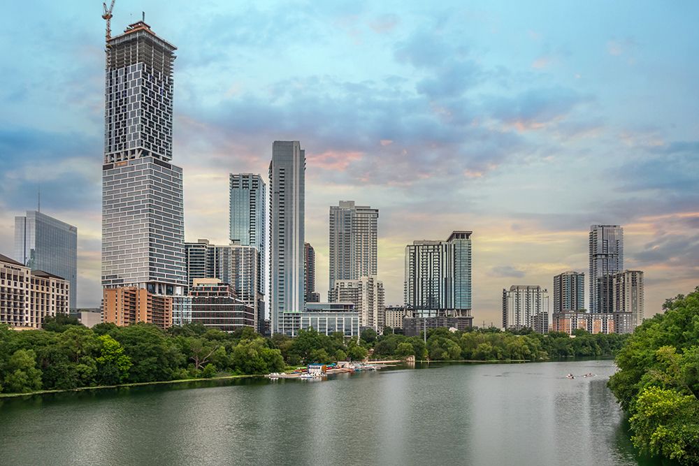 Texas, Austin Skyline across Lady Bird Lake art print by Richard Silver for $57.95 CAD