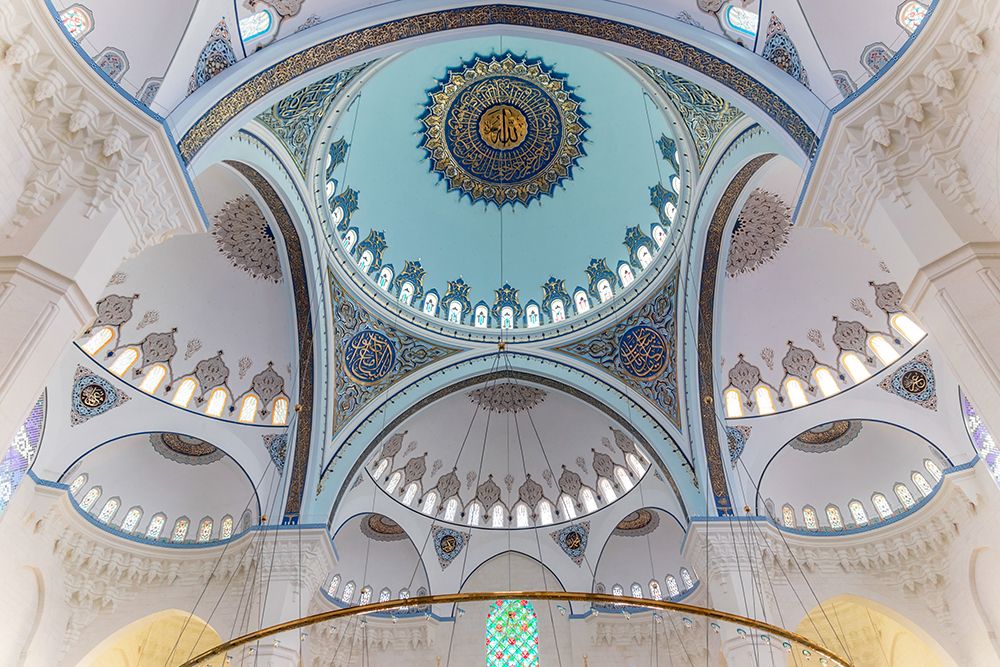 Turkey, interior of the main dome of the Camlica Mosque in Istanbul I art print by Richard Silver for $57.95 CAD