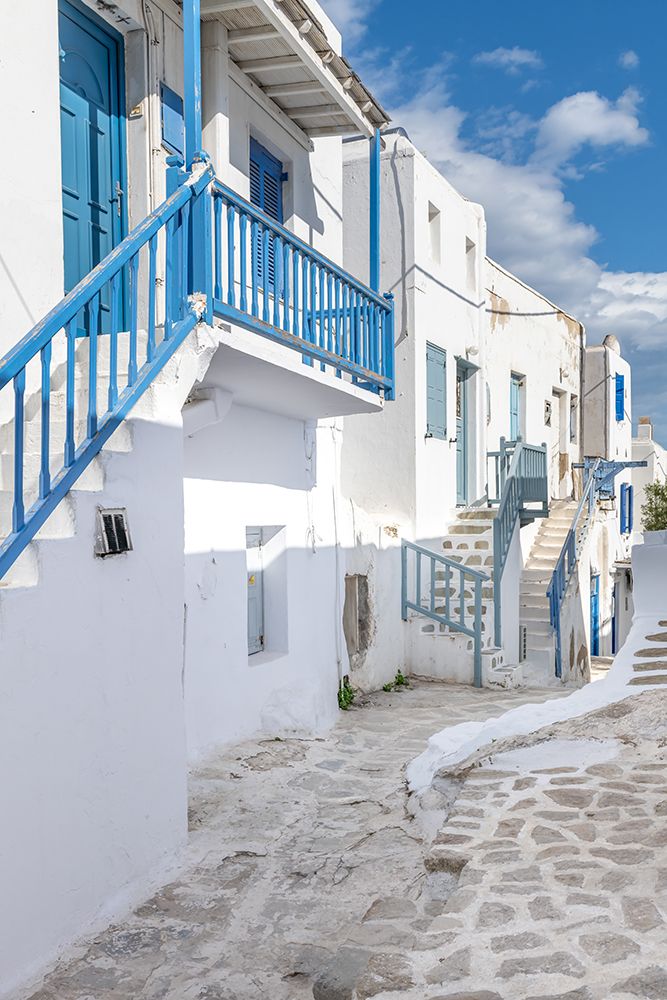 Blue Staircase in Mykonos Alley art print by Richard Silver for $57.95 CAD
