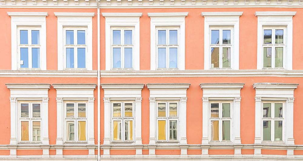Oslo Peach Facade Symmetry art print by Richard Silver for $57.95 CAD