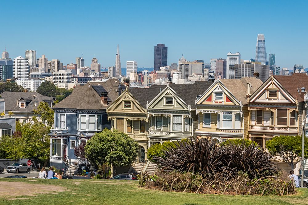 Painted Ladies with City Skyline I art print by Richard Silver for $57.95 CAD