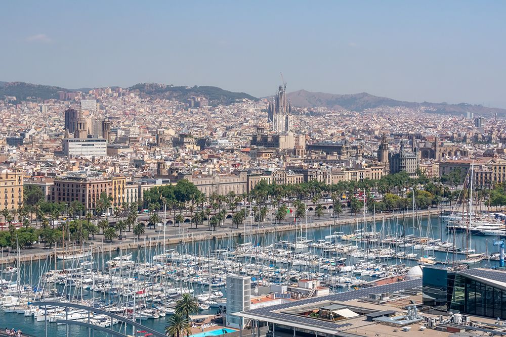 Barcelona Skyline and Marina art print by Richard Silver for $57.95 CAD