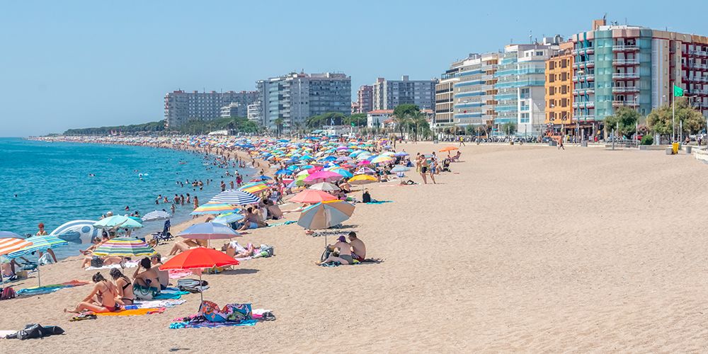 Spanish Beach with Umbrellas art print by Richard Silver for $57.95 CAD