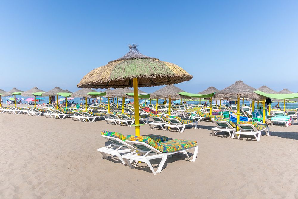 Spanish Beach Loungers II art print by Richard Silver for $57.95 CAD