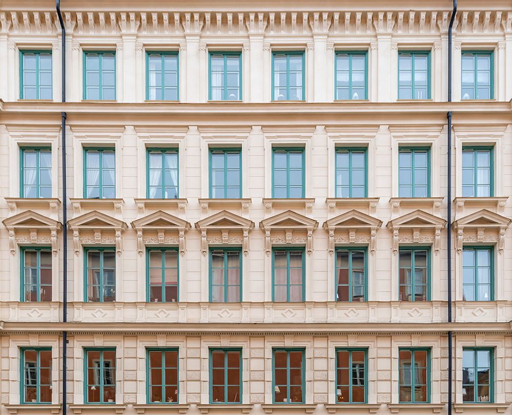 Stockholm Facade Teal Windows art print by Richard Silver for $57.95 CAD