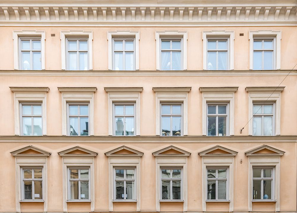 Stockholm Peach Facade Symmetry art print by Richard Silver for $57.95 CAD
