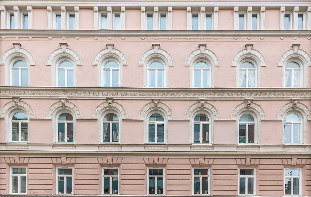 Stockholm Pink Facade Symmetry art print by Richard Silver for $57.95 CAD