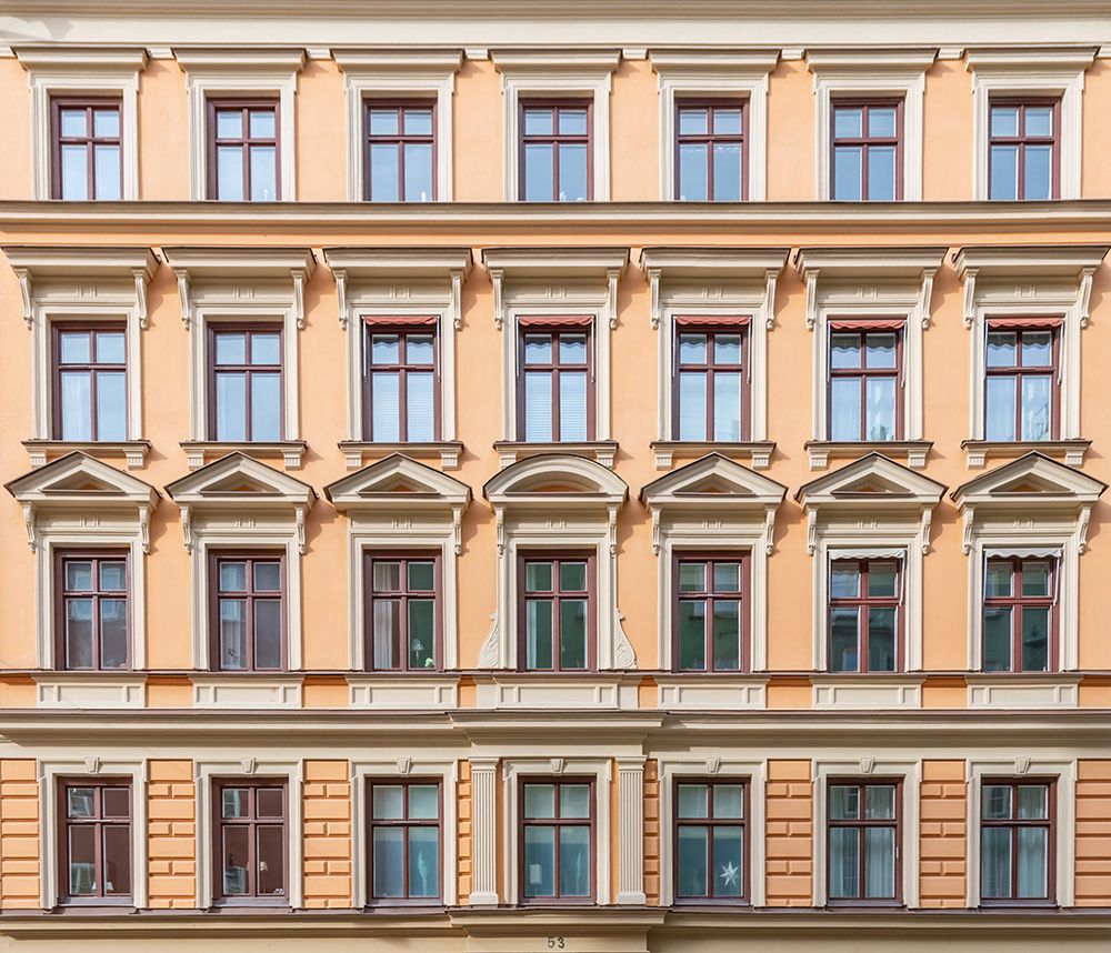 Stockholm Apricot Facade Symmetry art print by Richard Silver for $57.95 CAD