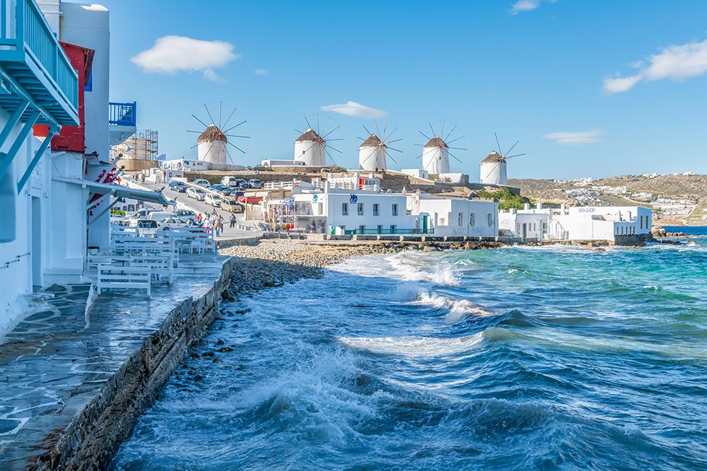 Mykonos Windmills from the Waterfront art print by Richard Silver for $57.95 CAD