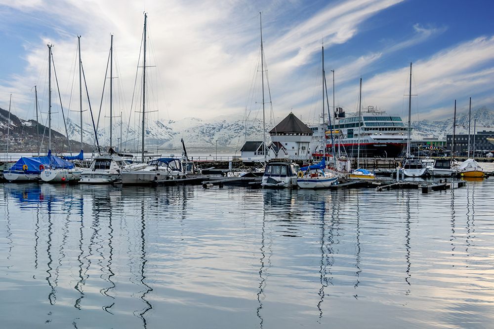 Marina with Snowcapped Mountains art print by Richard Silver for $57.95 CAD