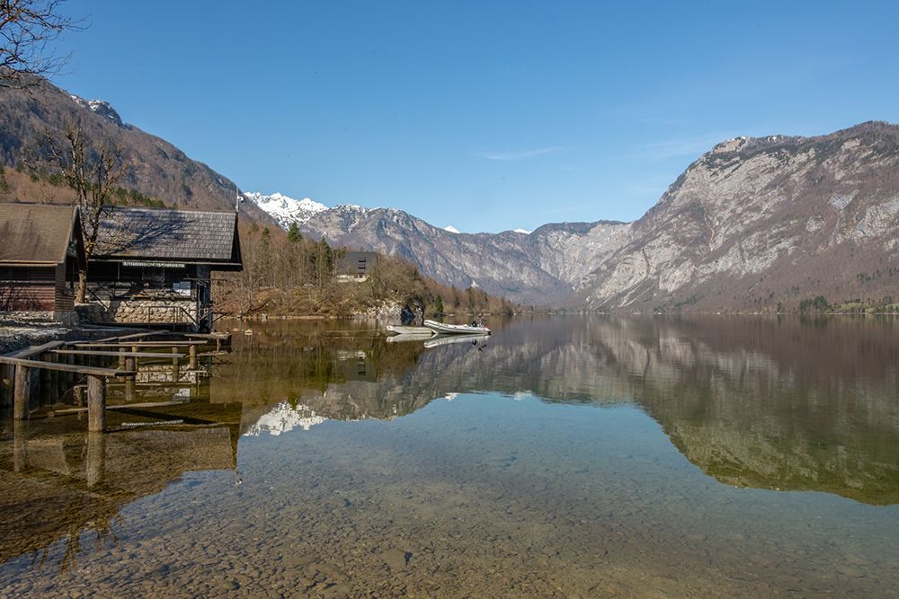 Lake Bohinj Boathouses I art print by Richard Silver for $57.95 CAD