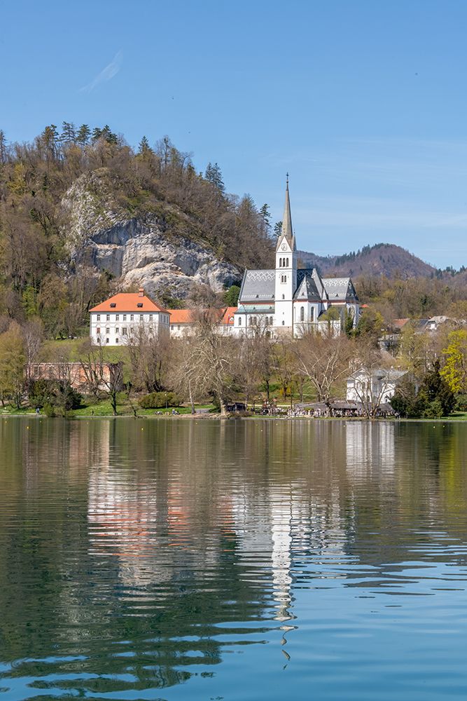 Lake Bled Shoreline Church art print by Richard Silver for $57.95 CAD
