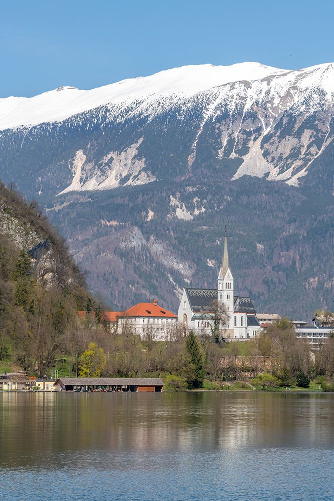 Lake Bled Church and Mountains art print by Richard Silver for $57.95 CAD