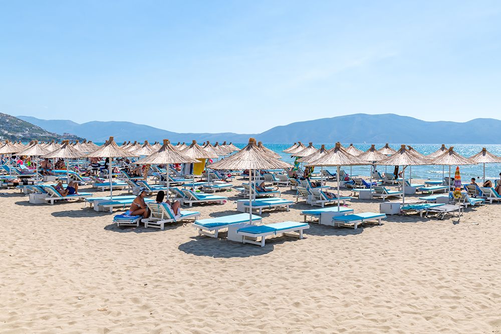 Albanian Coast Thatched Umbrellas art print by Richard Silver for $57.95 CAD