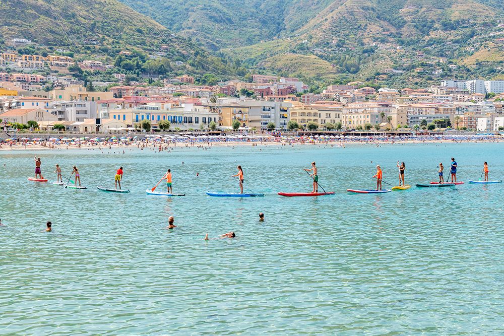 Paddleboarders in Sicilian Bay art print by Richard Silver for $57.95 CAD