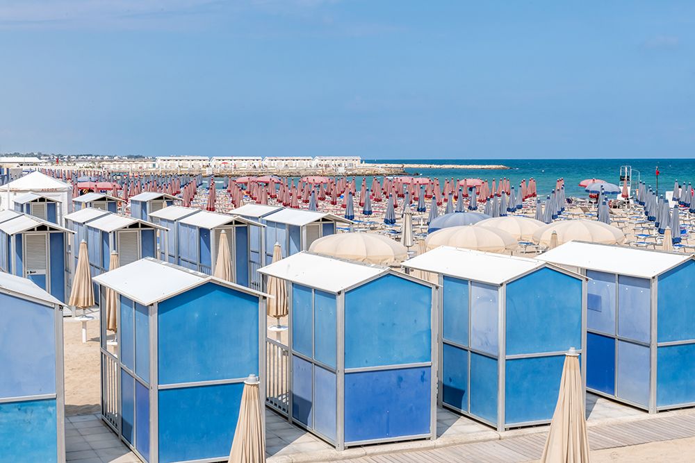 Blue Beach Cabanas in Rows art print by Richard Silver for $57.95 CAD