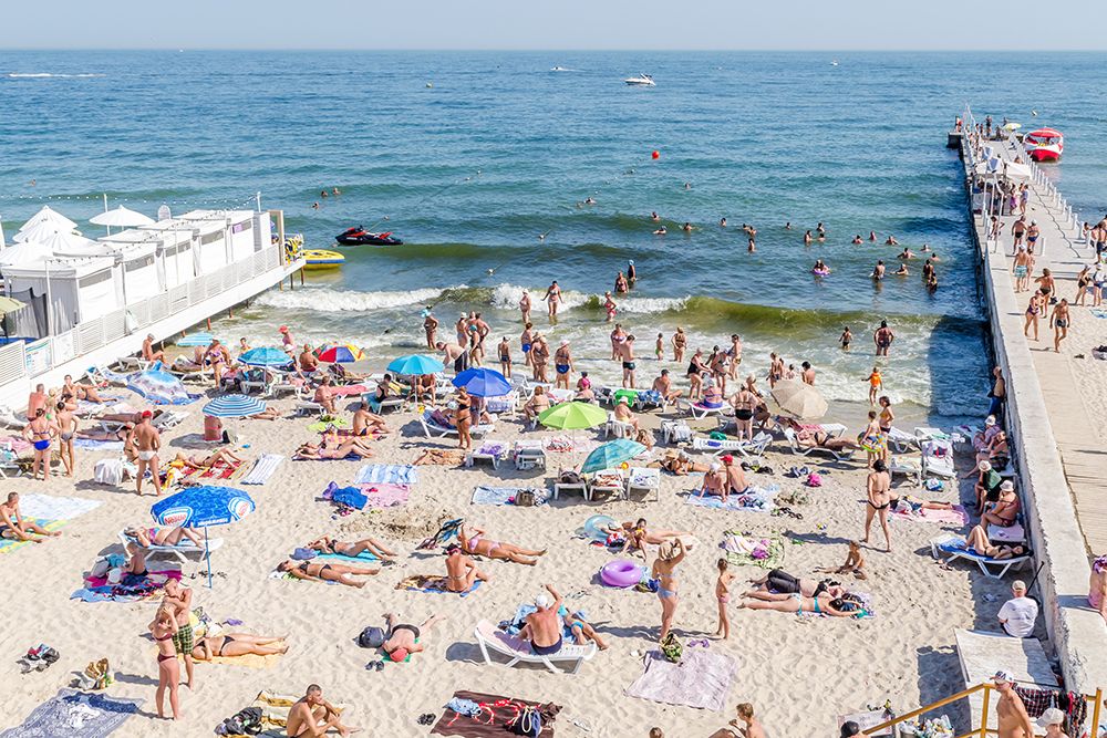 Seaside Pier Beach Crowd art print by Richard Silver for $57.95 CAD