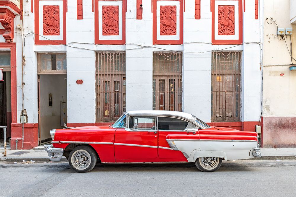 Red Vintage Car Havana Street art print by Richard Silver for $57.95 CAD