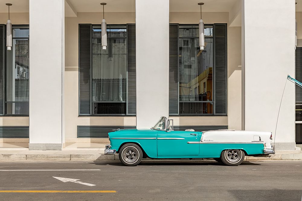 Teal Convertible Havana Street art print by Richard Silver for $57.95 CAD
