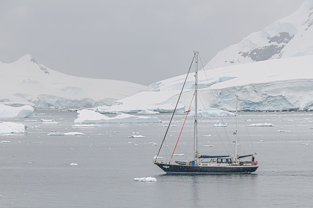 Sailboat Among Antarctic Icebergs I art print by Richard Silver for $57.95 CAD