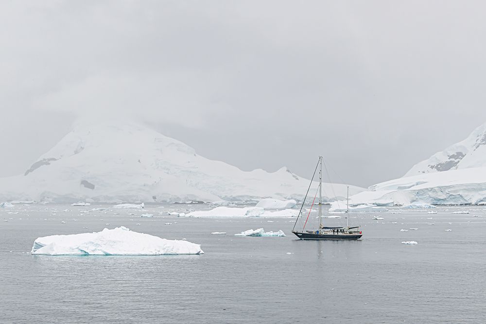 Sailboat Among Antarctic Icebergs II art print by Richard Silver for $57.95 CAD