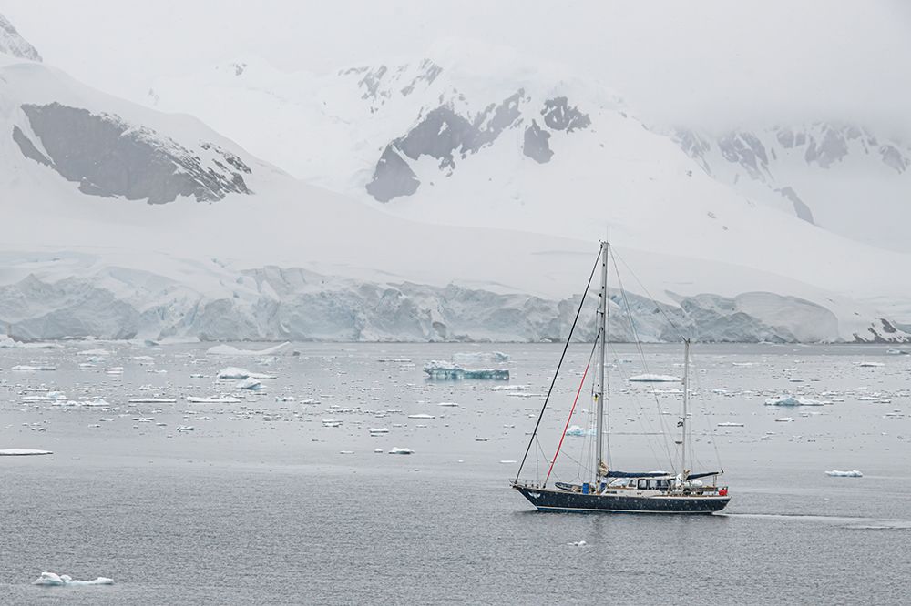Sailboat in Antarctic Glacier Bay II art print by Richard Silver for $57.95 CAD