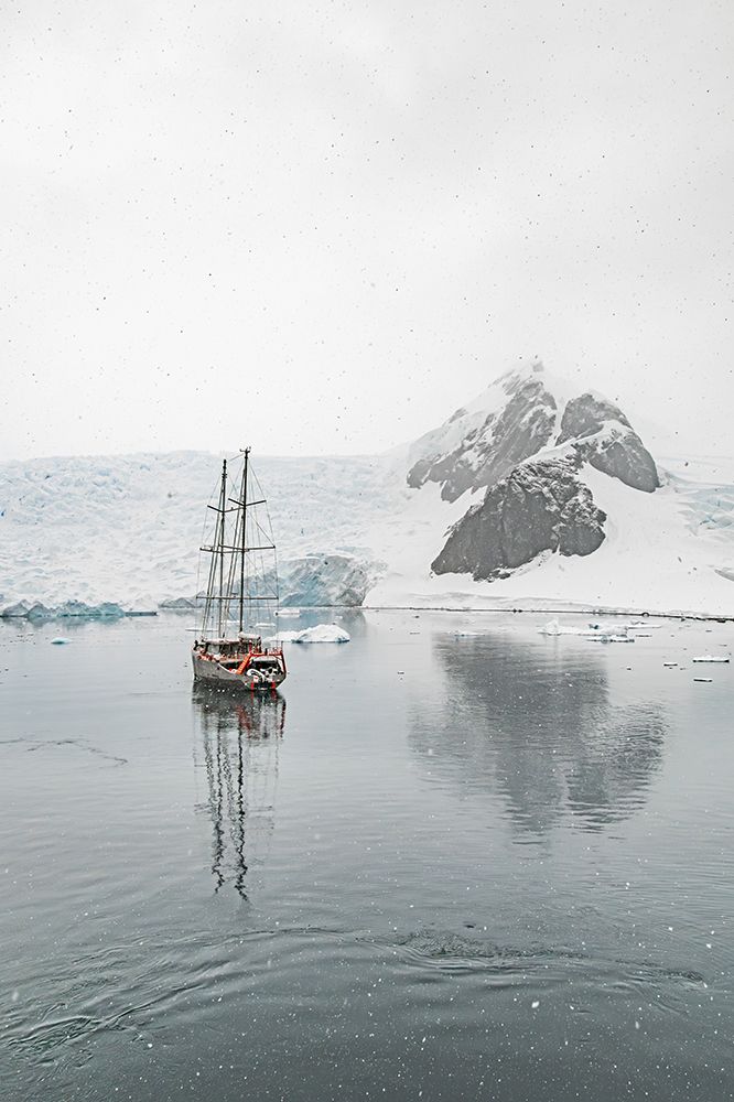 Sailboat in Falling Snow art print by Richard Silver for $57.95 CAD