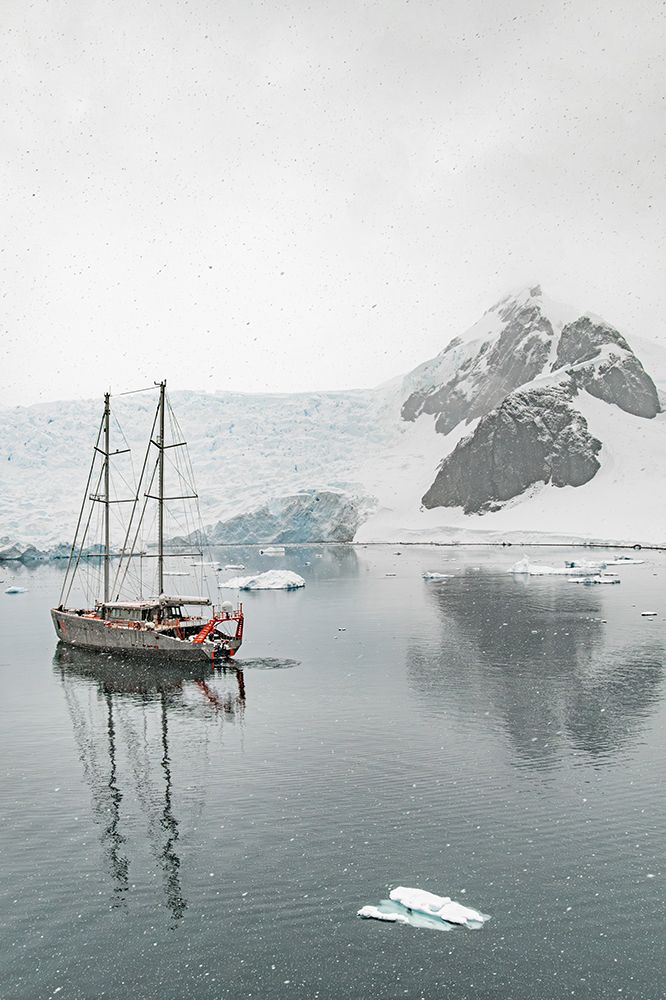 Schooner Beneath Snowy Peak art print by Richard Silver for $57.95 CAD