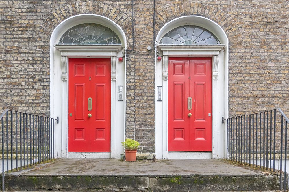 Twin Red Georgian Doors art print by Richard Silver for $57.95 CAD