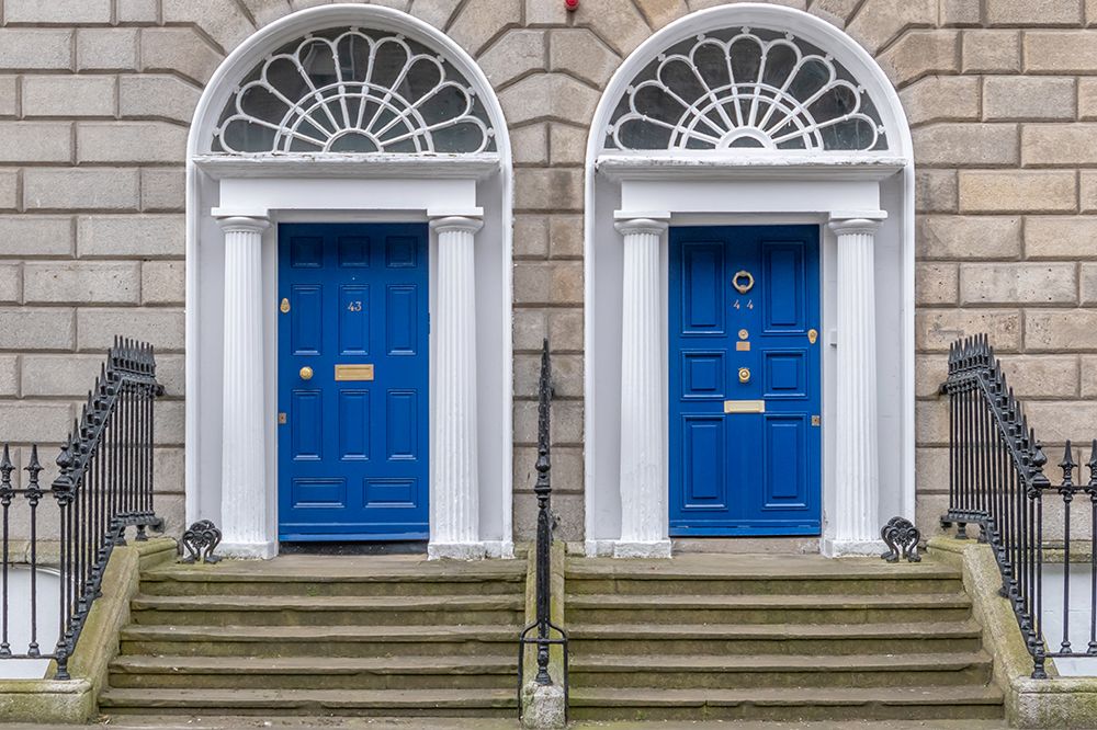 Twin Royal Blue Doors on Steps art print by Richard Silver for $57.95 CAD