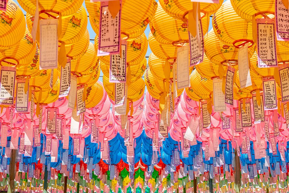 Layered Yellow and Pink Lanterns art print by Richard Silver for $57.95 CAD