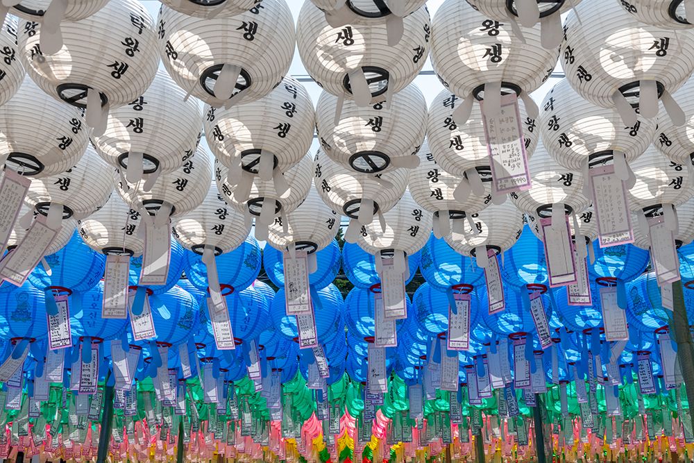 White and Blue Tiered Lanterns art print by Richard Silver for $57.95 CAD