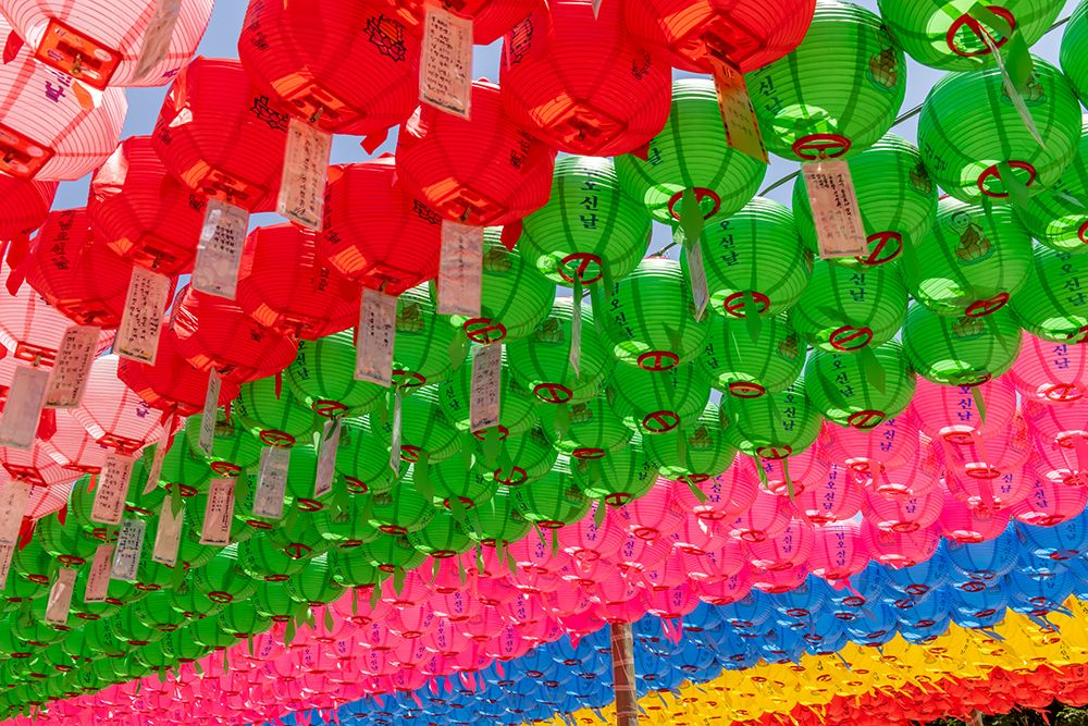 Red Green and Pink Lantern Rows art print by Richard Silver for $57.95 CAD
