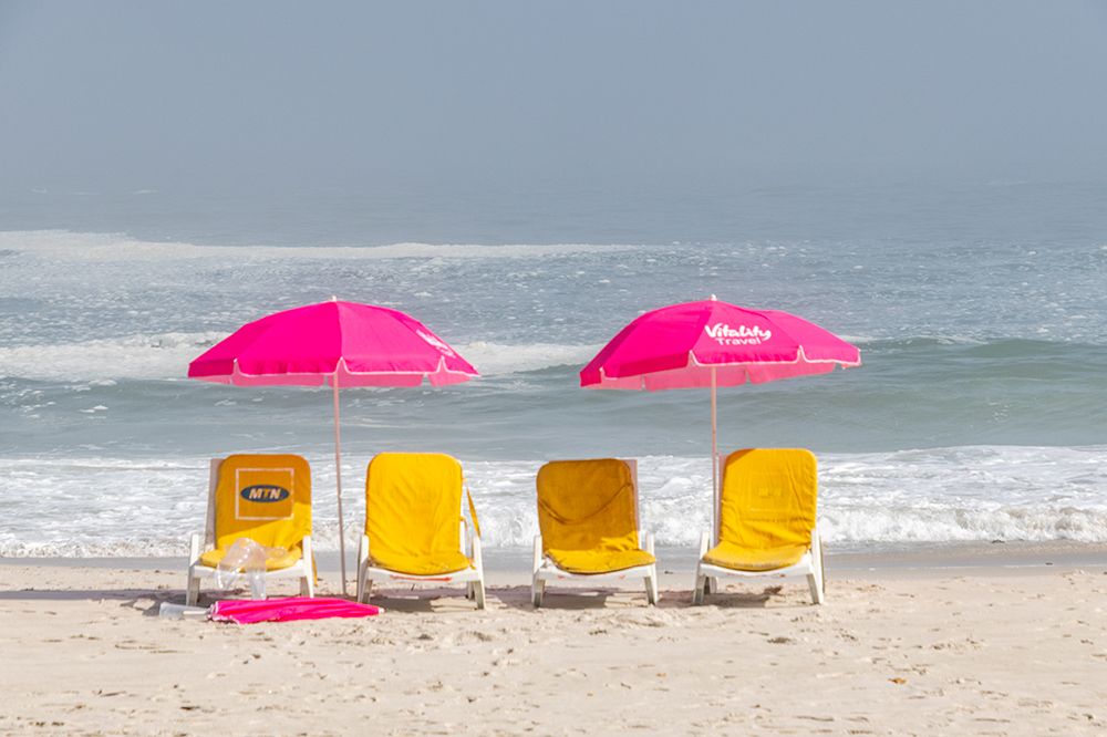 Cape Town Beach Pink Umbrellas I art print by Richard Silver for $57.95 CAD