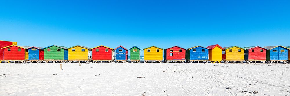 Muizenberg Beach Huts Cape Town Panorama art print by Richard Silver for $57.95 CAD