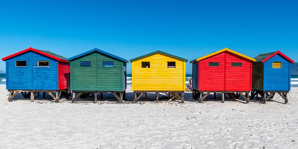 Muizenberg Beach Huts Cape Town Five in a Row art print by Richard Silver for $57.95 CAD