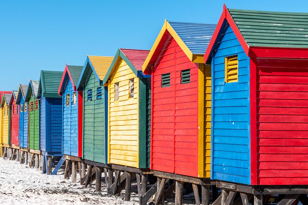 Muizenberg Beach Huts Cape Town Perspective art print by Richard Silver for $57.95 CAD