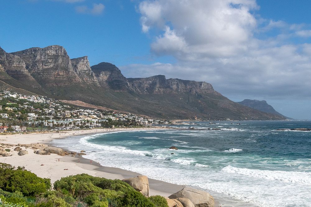 Camps Bay Cape Town Beach and Mountain Panorama art print by Richard Silver for $57.95 CAD