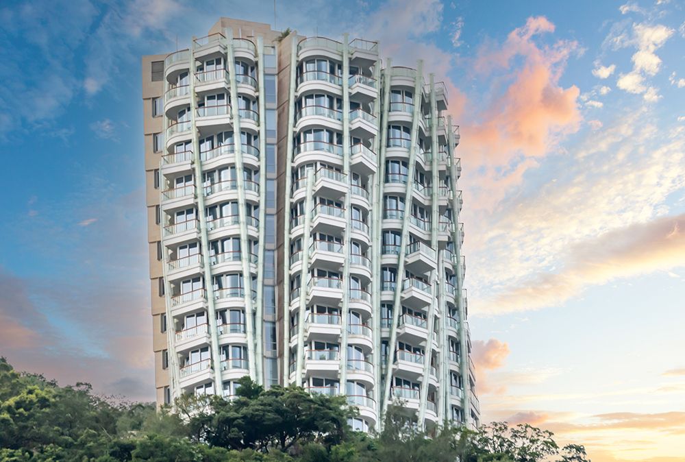 Hong Kong Curved Balcony Tower at Dusk art print by Richard Silver for $57.95 CAD