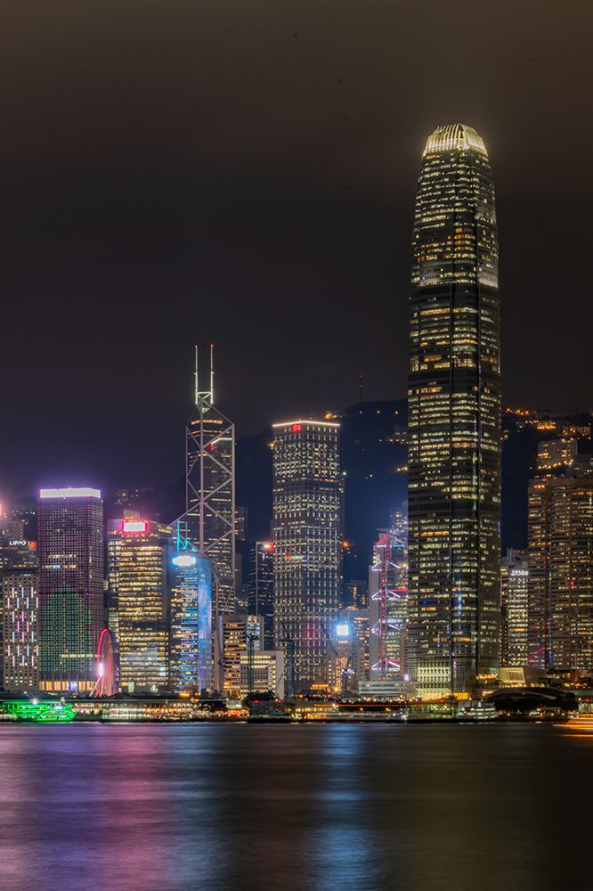 Hong Kong Skyline Vertical Night art print by Richard Silver for $57.95 CAD
