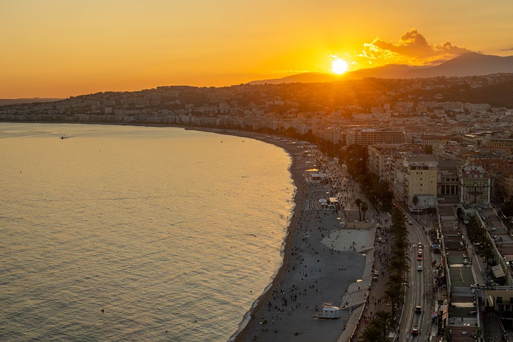 Baie des Anges Nice French Riviera Sunset art print by Richard Silver for $57.95 CAD